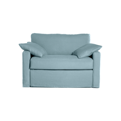 Fauteuil-canapé convertible 1,5 places LEON, Mix Coton-Lin, Déhoussable